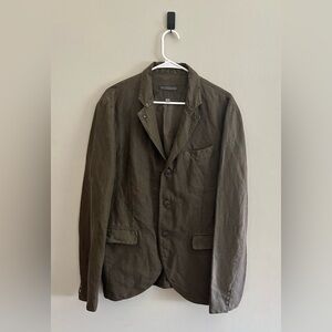 John Varvatos Convertible Notch Lapel Cut Away Jacket Cotton Linen | Size 50 IT